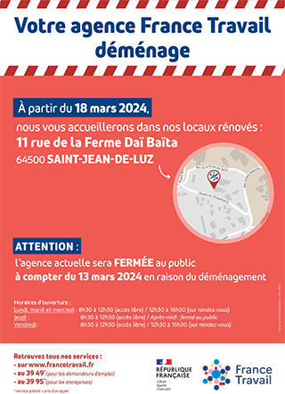 Miniature de l'affiche de réouverture du France Travail Saint-Jean-de-Luz